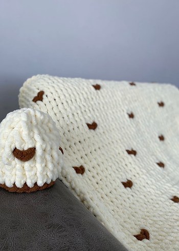 Beyaz  Örgü Bebek Battaniyesi - Görsel 3