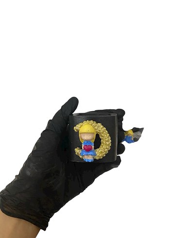 Mavi Melek Figürlü Siyah Kare Saksı Seti - Görsel 4