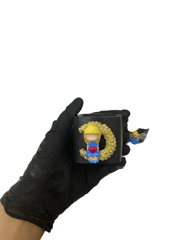 Mavi Melek Figürlü Siyah Kare Saksı Seti - Görsel 4