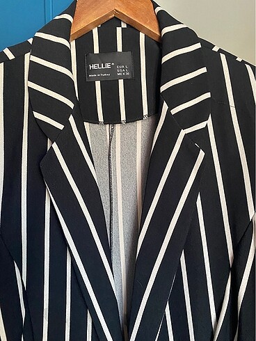 l Beden çeşitli Renk Astarsiz siyah beyaz cizgili yazlik blazer