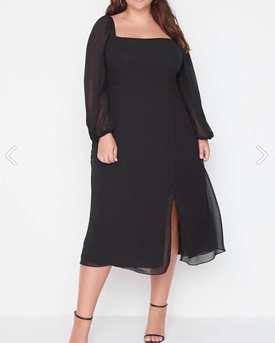 Büyük Beden Şifon Elbise - Görsel 3