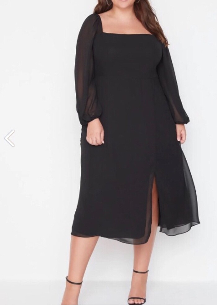 Büyük Beden Şifon Elbise - Görsel 3