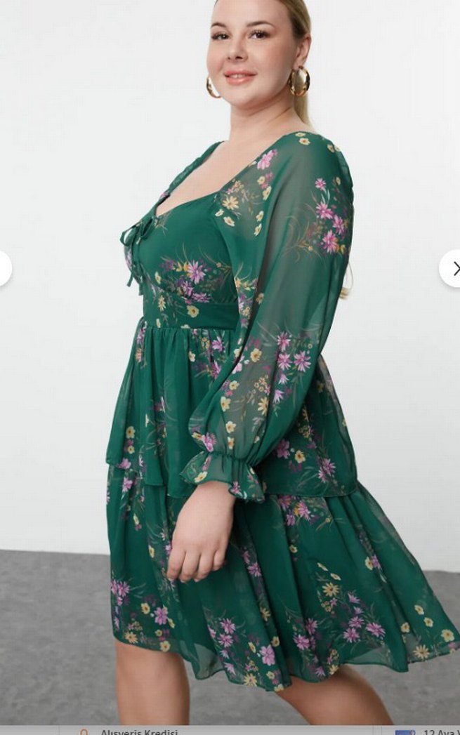 Çiçek Desenli Kat Kat Büyük Beden Bohem Elbise - Görsel 3