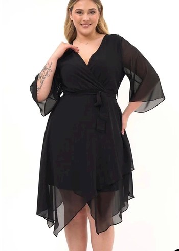 Trend Asimetrik V Yaka Midi Bohem Elbise - Görsel 7