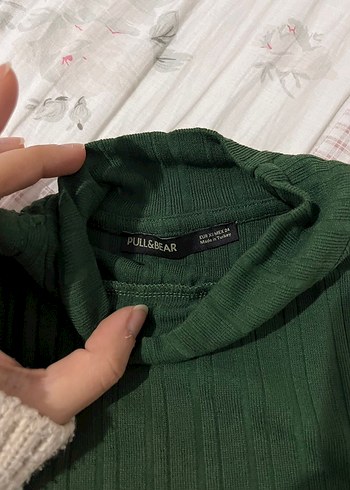 Yeşil Örme Kolsuz Boğazlı Crop Top - Görsel 2