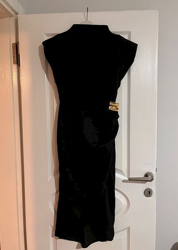 Siyah Kemer Detaylı Kalem Elbise - Görsel 3