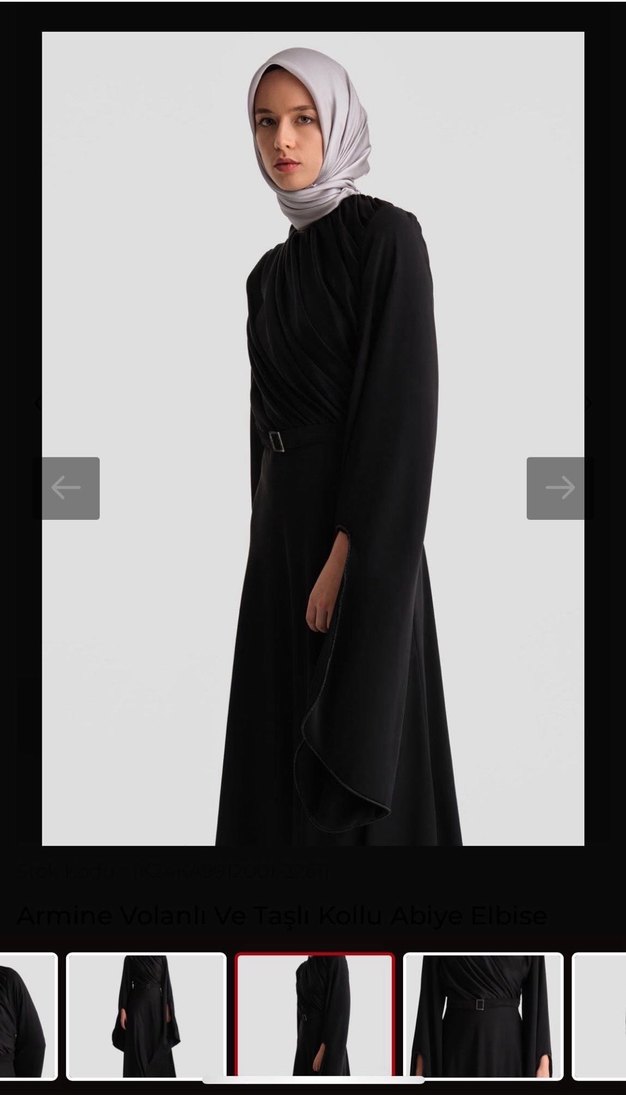 Armine Siyah Volanlı ve Taşlı Abiye Elbise - Görsel 4