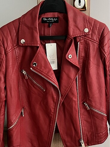 Miss Selfridge MİSS SELFRİDGE KIRMIZI DERİ CEKET