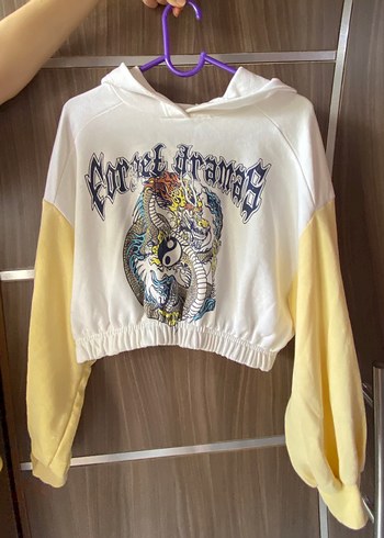 Sarı Beyaz Baskılı Kadın Sweatshirt