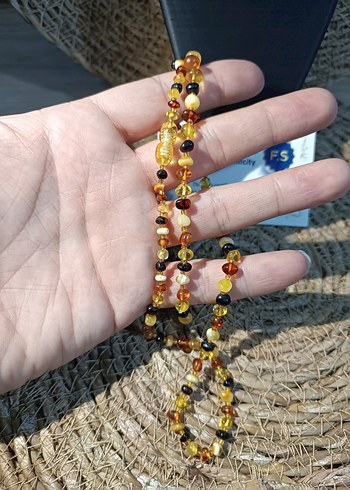 Orijinal Damla Kehribar Yetişkin Bayan Kolye - Görsel 3