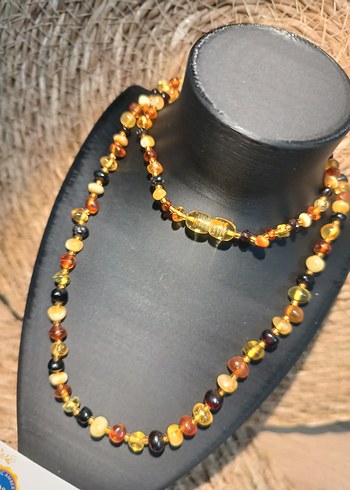 Orijinal Damla Kehribar Yetişkin Bayan Kolye - Görsel 2