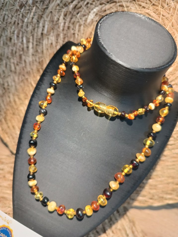 Orijinal Damla Kehribar Yetişkin Bayan Kolye - Görsel 2