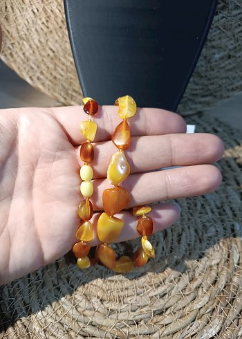 Orijinal Damla Kehribar Yetişkin Bayan Kolye - Görsel 3