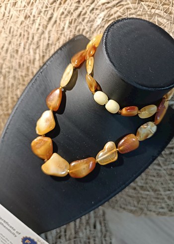 Orijinal Damla Kehribar Yetişkin Bayan Kolye - Görsel 2