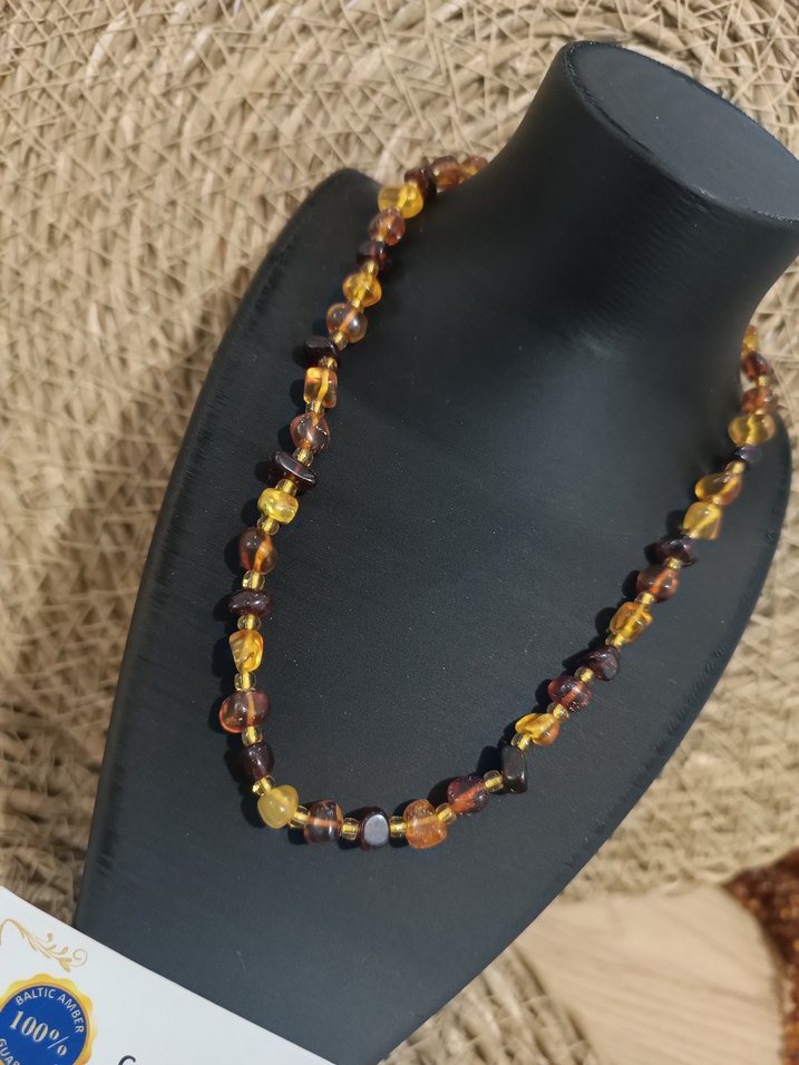 Orijinal Damla Kehribar Çocuk Kolye - Görsel 2