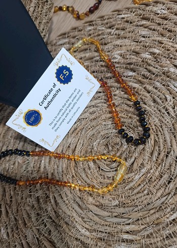 Orijinal Damla Kehribar Bebek Kolye - Görsel 3