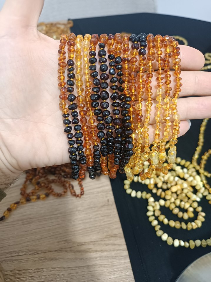 Orijinal Damla Kehribar Bebek Kolye - Görsel 4