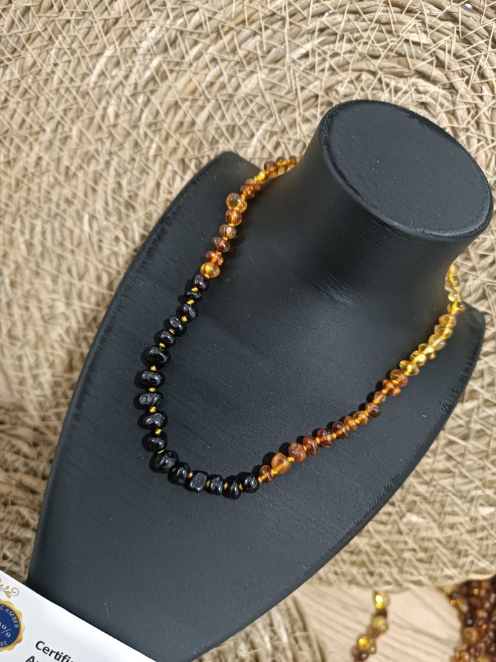 Orijinal Damla Kehribar Bebek Kolye - Görsel 2