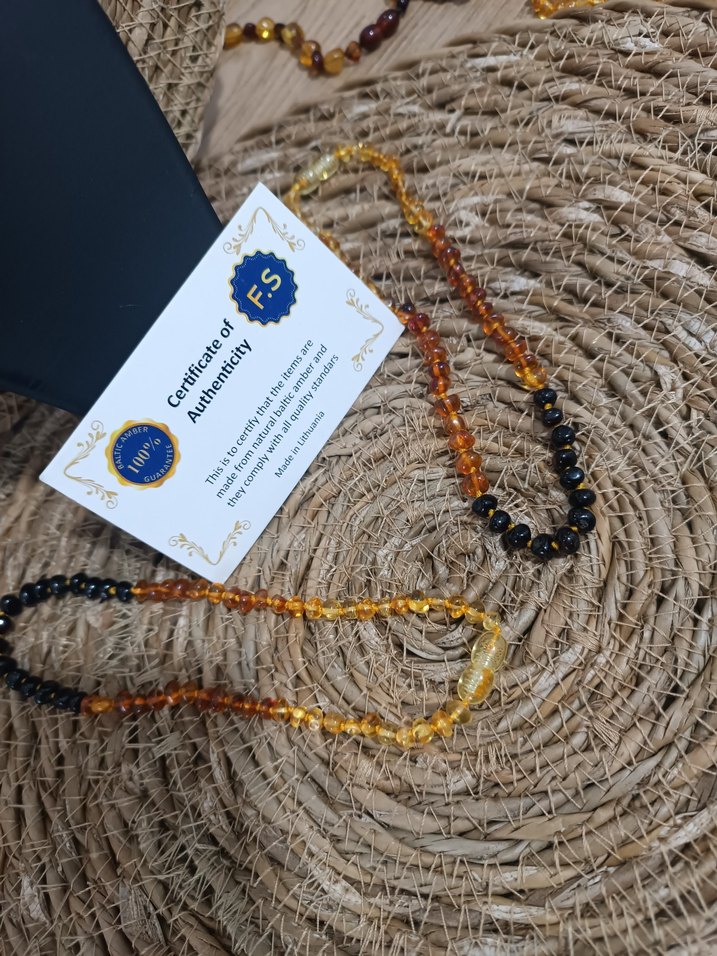 Orijinal Damla Kehribar Bebek Kolye - Görsel 3