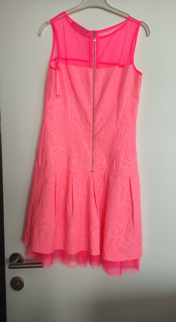 Pembe Midi Straplez Pilili Abiye Elbise - Görsel 3