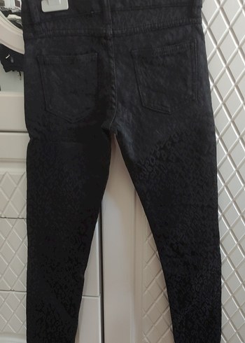 Dantel Detaylı Siyah Kız Kot Pantolon - Görsel 3