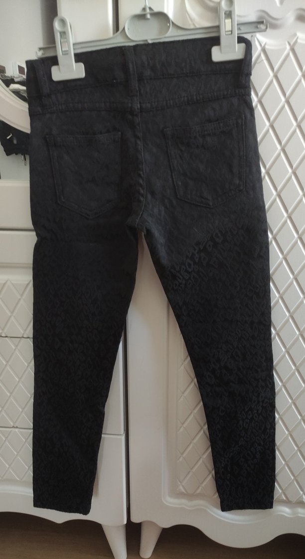 Dantel Detaylı Siyah Kız Kot Pantolon - Görsel 3