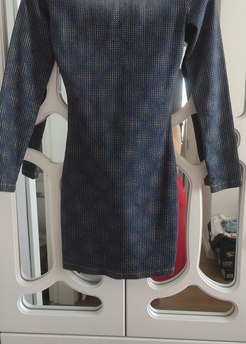 Zincir Detaylı Mavi Midi Kot Elbise - Görsel 3