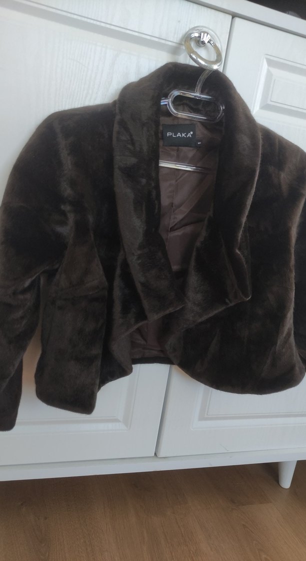 Koyu Kahverengi Kürk Detaylı Mini Ceket - Görsel 2