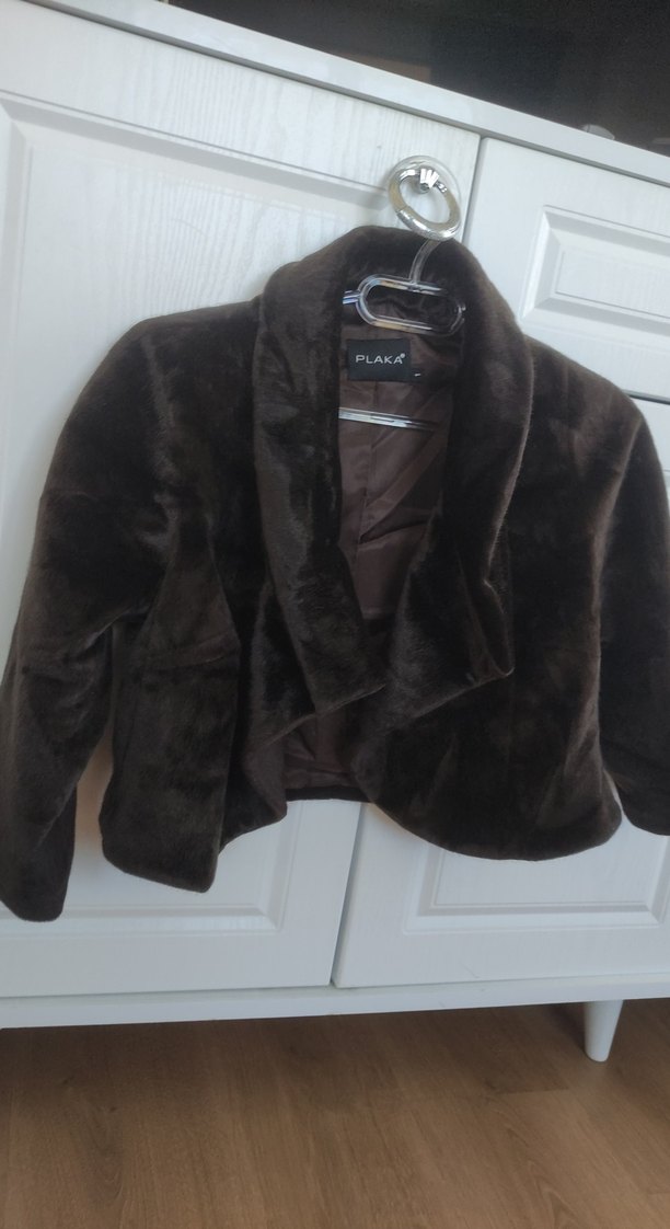 Koyu Kahverengi Kürk Detaylı Mini Ceket - Görsel 3