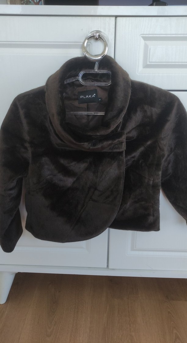 Koyu Kahverengi Kürk Detaylı Mini Ceket - Görsel 5