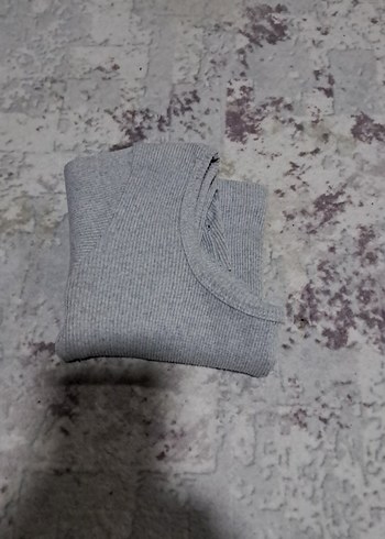 Gri Uzun Kollu Kadın Crop Top - Görsel 3