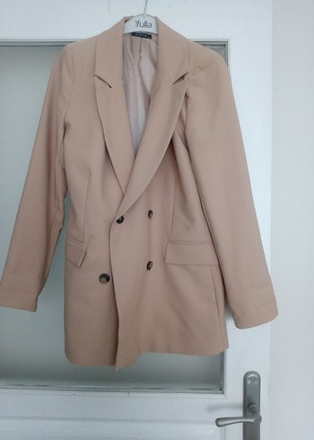 Bej Düğmeli Kadın Blazer Ceket
