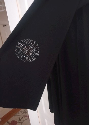 Uzun Siyah Nakışlı Gotik Kadın dış giyim - Görsel 6