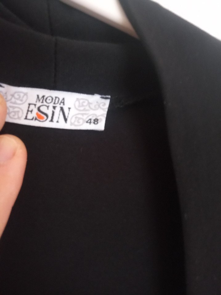 Uzun Siyah Nakışlı Gotik Kadın dış giyim - Görsel 4