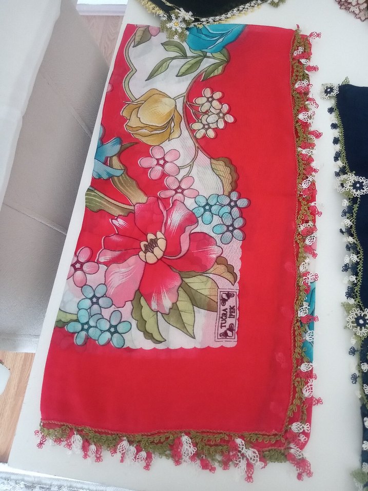 Dantel Detaylı Renkli Bohem Kadın Fuları - Görsel 3