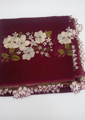 Kadın Çok Renkli Dantel Detaylı Vintage Eşarp - Görsel 7