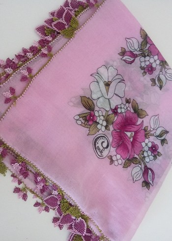 Kadın Çok Renkli Dantel Detaylı Vintage Eşarp - Görsel 19