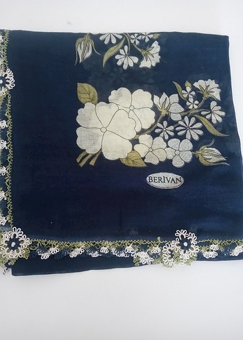 Kadın Çok Renkli Dantel Detaylı Vintage Eşarp - Görsel 6