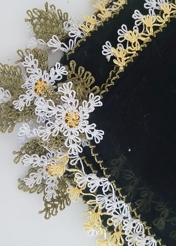 Kadın Çok Renkli Dantel Detaylı Vintage Eşarp - Görsel 18