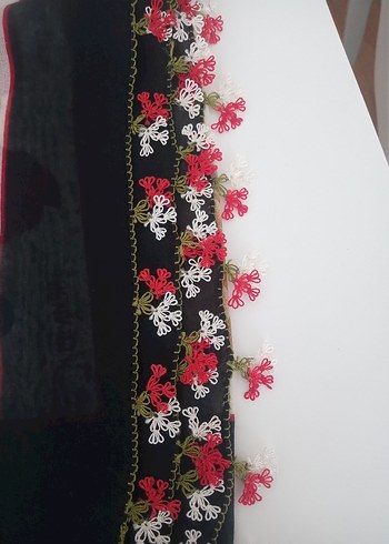 Kadın Çok Renkli Dantel Detaylı Vintage Eşarp - Görsel 15