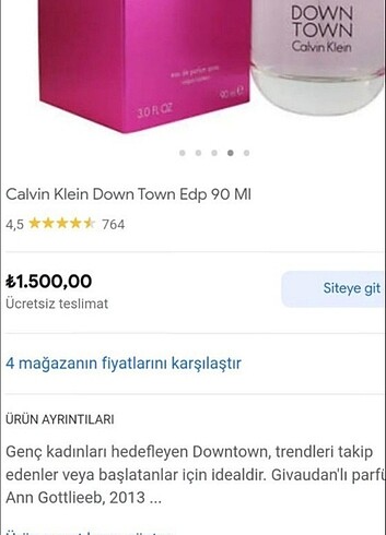  Beden Renk Calvin klein down town parfüm