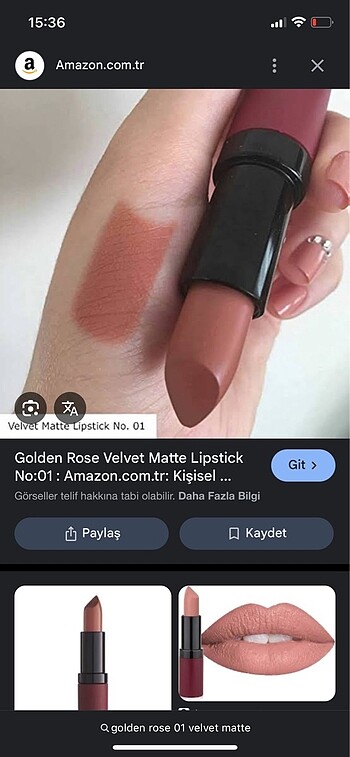 Golden rose velvet matte 01 nude ruj