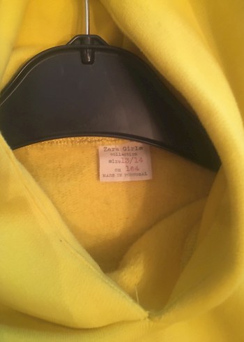 Zara Sarı Kapüşonlu Midi Sweatshirt Elbise