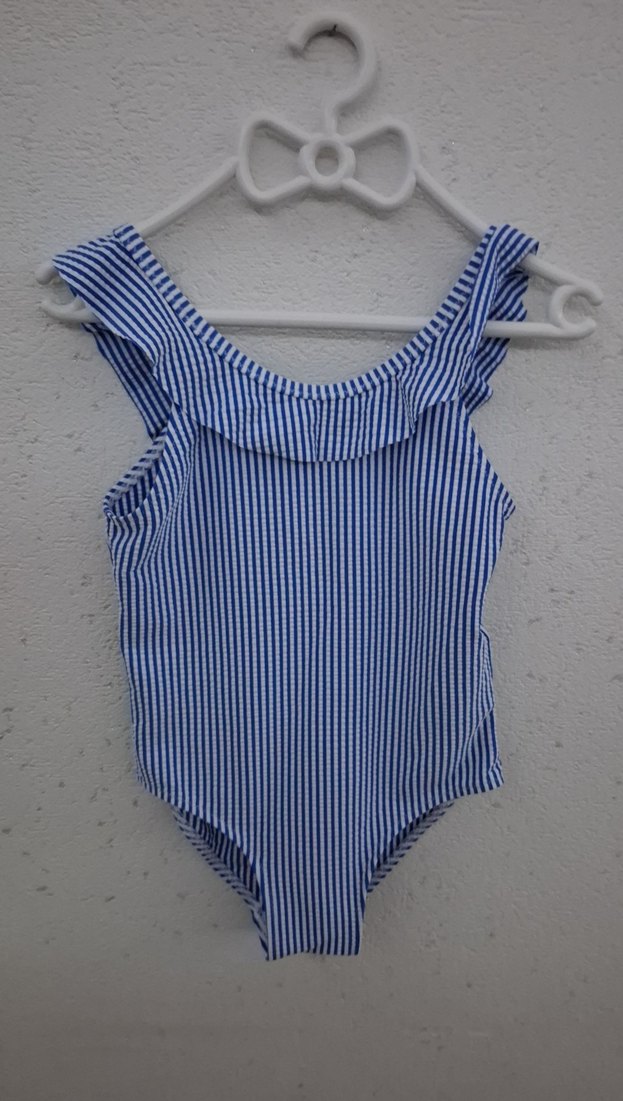 Mavi Çizgili Fırfırlı Bebek Kız Body - Görsel 2