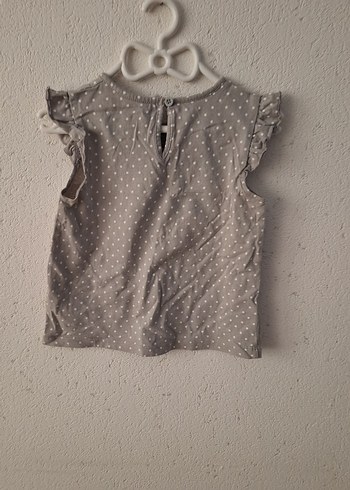 Kız Çocuk Gri Pamuk Tişört Fırfırlı - Görsel 2