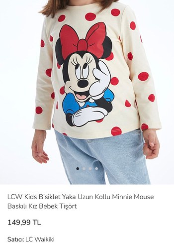 Kız Çocuk Uzun Kollu Pamuklu Minnie Mouse Tişört - Görsel 4