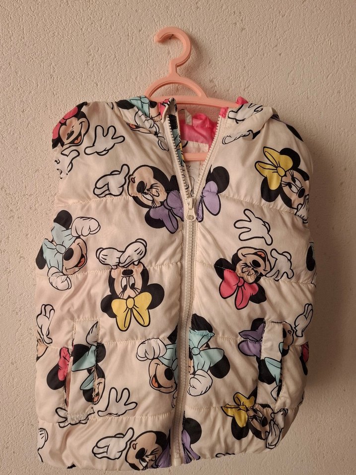 Kız Çocuk Kapüşonlu Baskılı Pembe Yelek - Görsel 2