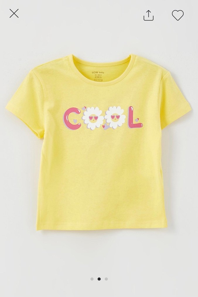 Sarı Kız Çocuk Kısa Kollu Baskılı Tişört - Görsel 3