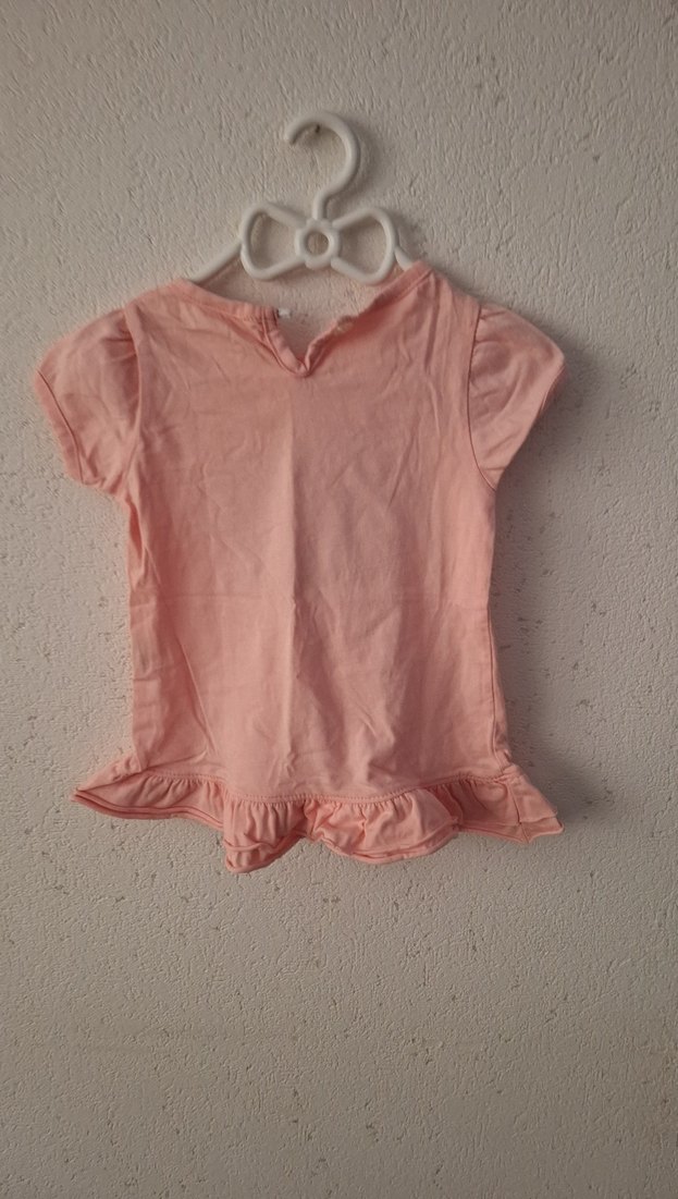 Kız Çocuk Pembe Fırfırlı Tişört - Görsel 2