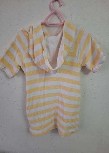 Kız Çocuk Sarı Çizgili Kapüşonlu Tişört - Görsel 2